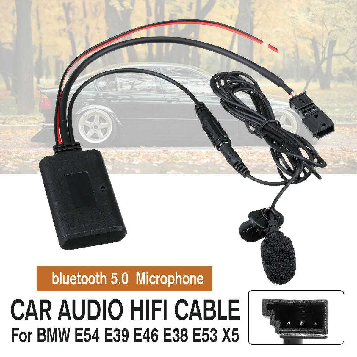 

Hot 12V Car Audio bluetooth 5.0 HIFI Cable Adaptor Microphone For BMW E54 E39 E46 E38 E53 X5