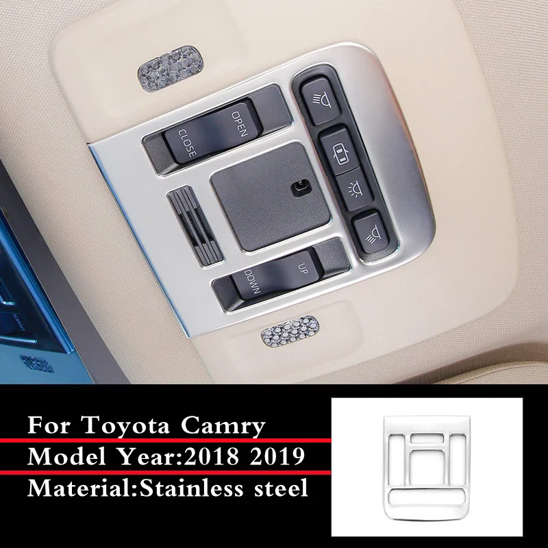 

For Toyota Camry 2018 2019 2020 Car Roof Reading Light Trims Lights Frame Stainless Steel Decoration Cover Sticker Accessories