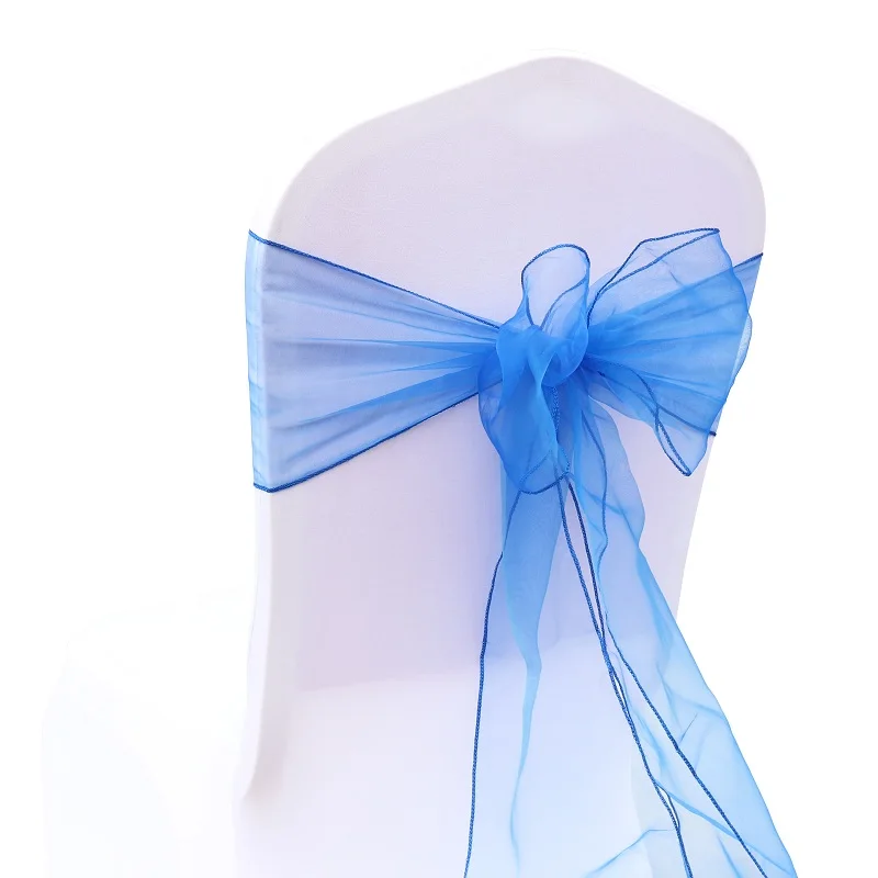 royal blue Лучшие продажи 50 шт./компл. свадебное платье из органзы стул с поясом и бантиком для банкета, праздника День рождения украшение дома Текстиль для дома Текстиль чехлы для стульев - Цвет: royal blue