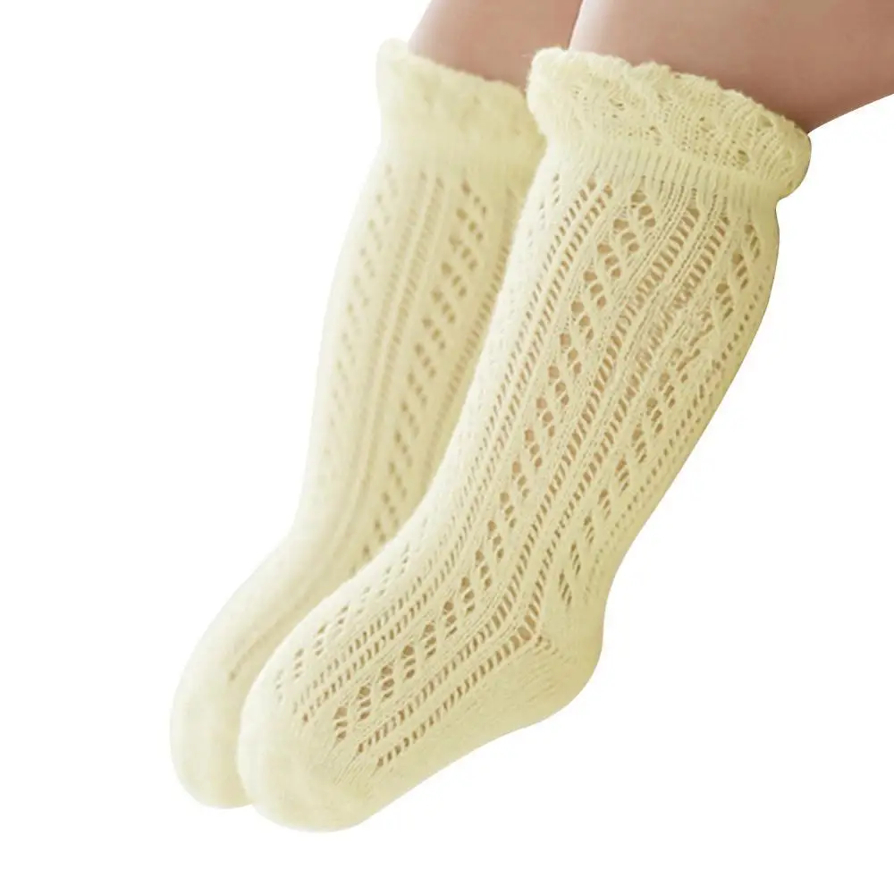 Calcetines antideslizantes transpirables hasta la rodilla para ni&ntilde;as reci&eacute;n nacidas, de algod&oacute;n, para verano-0