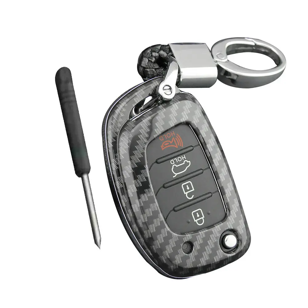 Чехол для автомобильного ключа из углеродного волокна с имитацией флип-ключа