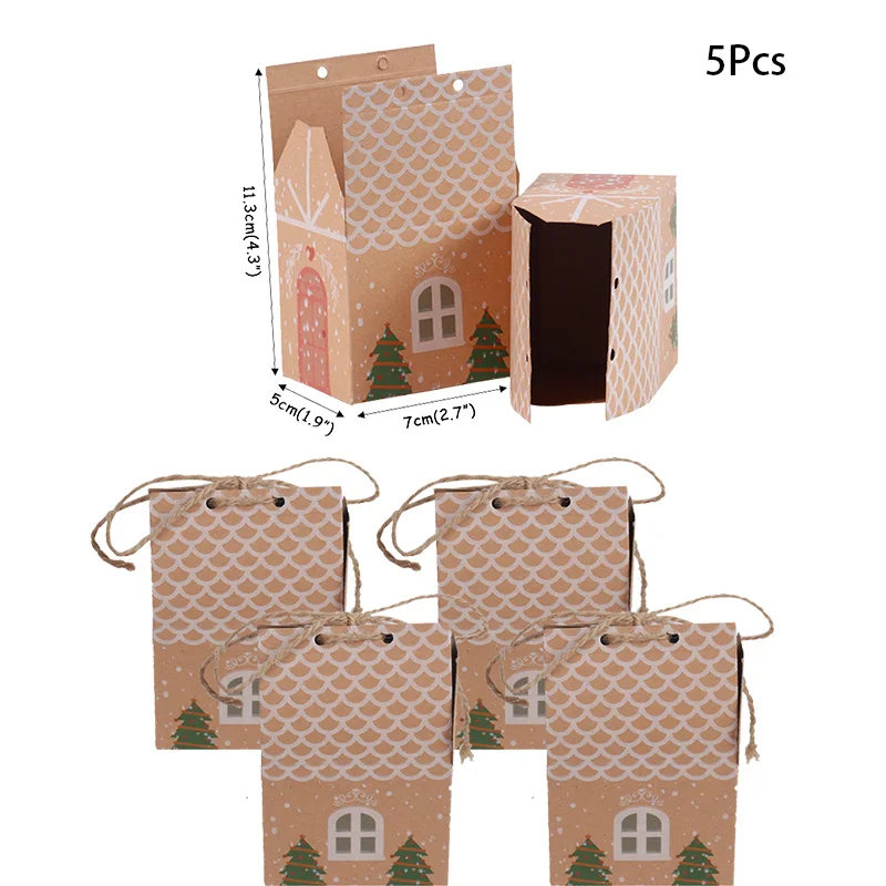 5pcs mini house WEIGAO бумажная Подарочная сумка Рождественский подарок коробка бумажная Подарочная коробка Рождественские вечерние украшения для вечеринки коробка конфет Новогодняя Сувенирная Коробка - Цвет: 5pcs mini house