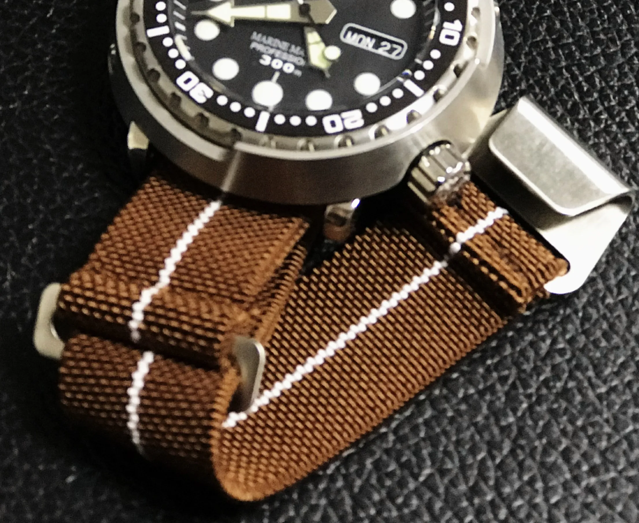 Brown- white line Lugran Parachute ремень Ver. Эволюция НАТО нейлон ремень ремешок эластичный ремешок для часов 20/21/22 мм 904 из нержавеющей стали - Цвет ремешка: Brown- white line