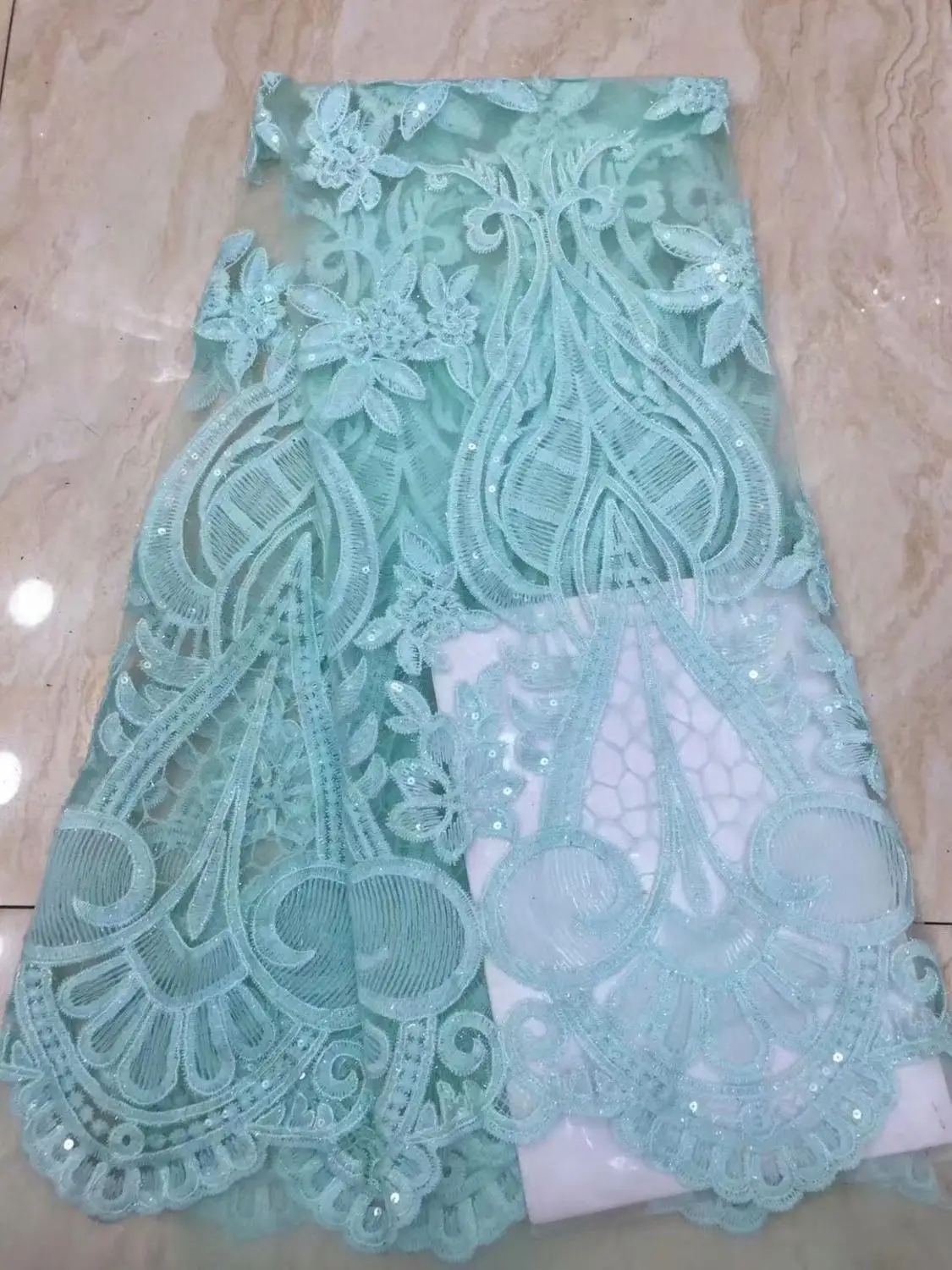 wholesale price African Guipure lace very neat embroidery Nigerian cord fabric with sequins high quality 5 yards FFD109 | Дом и сад