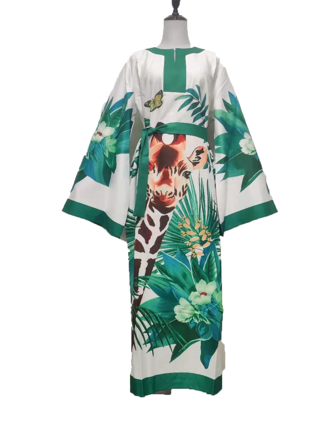 

Женское платье-кимоно в пол, длинное платье с цветочным принтом в европейском стиле, в богемном стиле, в стиле Саудовской Аравии