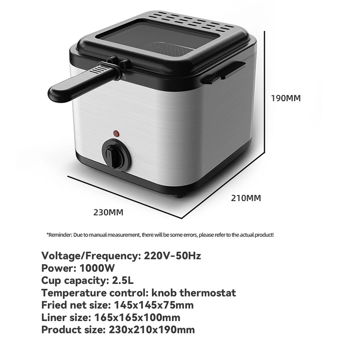 2 5l electric deep fryer french fries frying machine with basket fried chicken grill adjustable thermostat kitchen cooking oven free global shipping