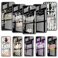 glass case for samsung galaxy s20 fe s10 s9 s8 plus note 20 ultra 10 lite 9 8 tempered phone cover capas diamond crown printing