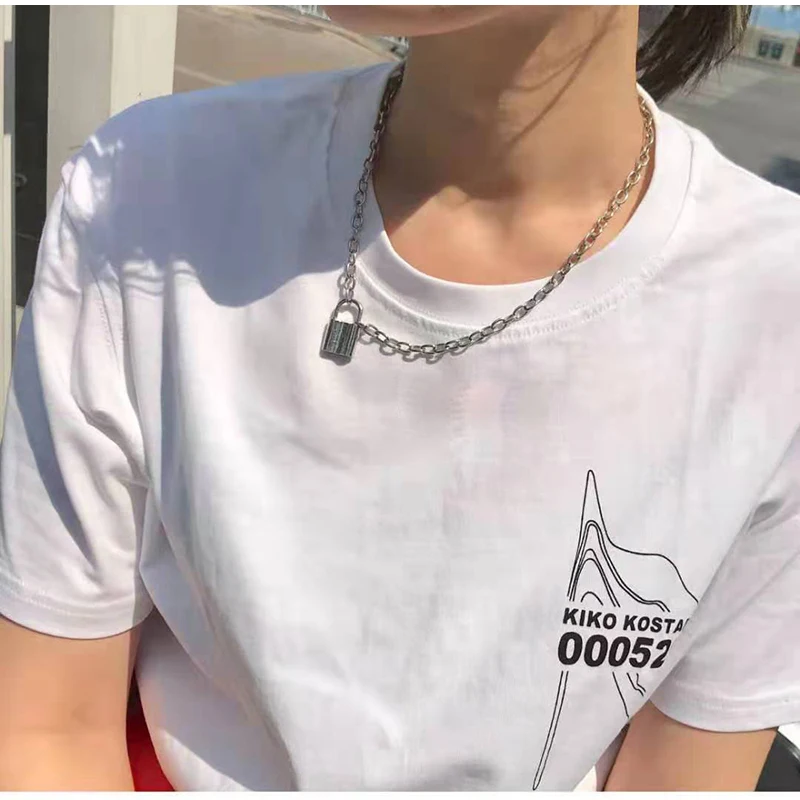 Цвет не выцветает OuGuan цепочка из нержавеющей стали Панк висячий замок ожерелье