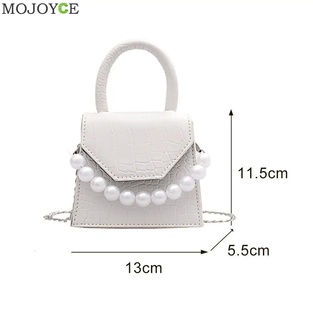 

Women Chain Small Shoulder Bag Portable Classic Texture Creative Design Chic Pearl Elegant Lady PU Crossbody Handbags