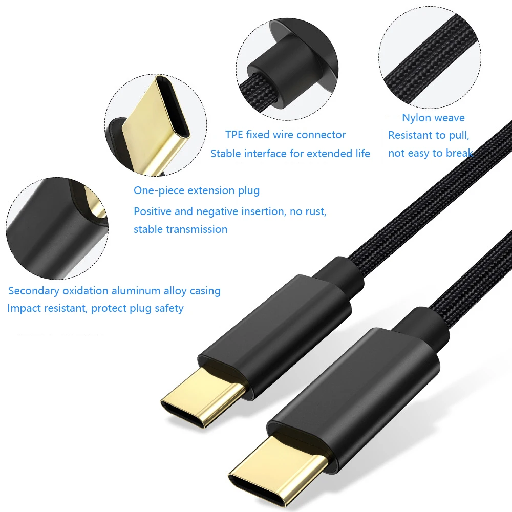 Двойной USB C кабель 60 Вт 3A PD зарядный типа c к type QC3.0 для передачи данных xiaomi huawei phone