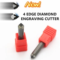 diamond engraving cutter granite engraver stone tools marble relief cnc bit 4 edge pcd shank 6 mm milling carving tool