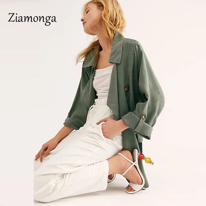 Ziamonga НОВЫЙ свободный тренчкот весна осень Женская Повседневная ветровка Верхняя