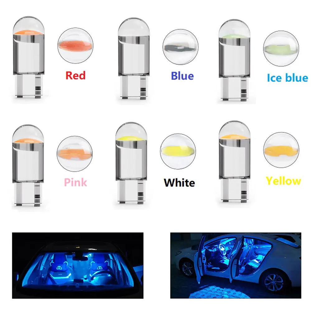 100x W5W Led T10 автомобильный светильник COB Glassy 6000K белый авто номерной знак лампа Купол