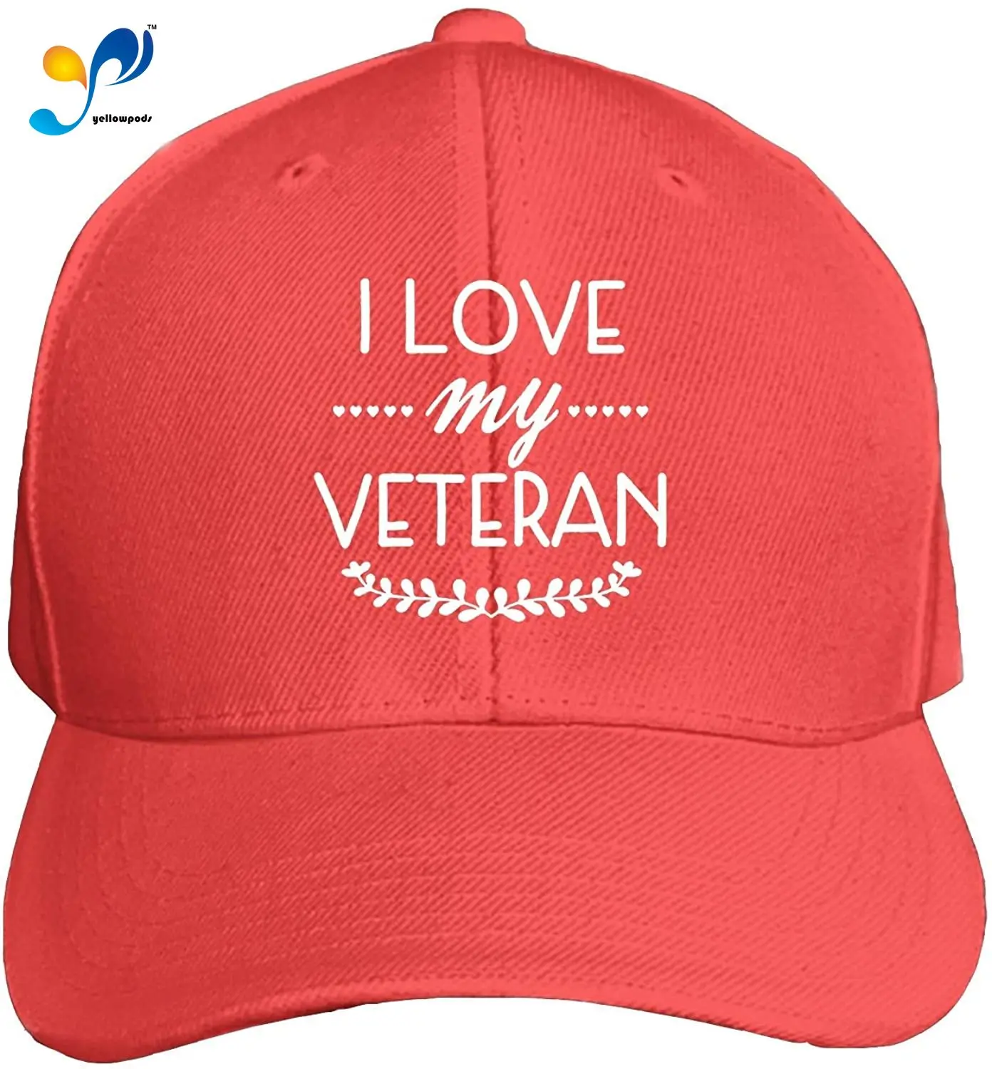 

I Love My Veteran Printed Sandwich Baseball Cap for Unisex Adjustable Hat