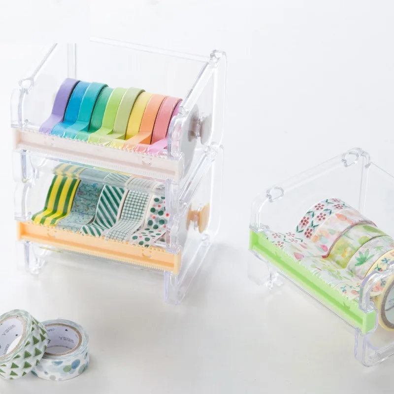 

Creative Washi Tape Cutter Set Tape Tool Transparent Tape Holder Tape Dispenser School Supplies Office Stationery packaging