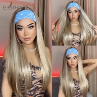 easihair synthetic headband wig highlight wig mixed ombre honey blonde straight wig daily party cosplay wig heat resistant fiber