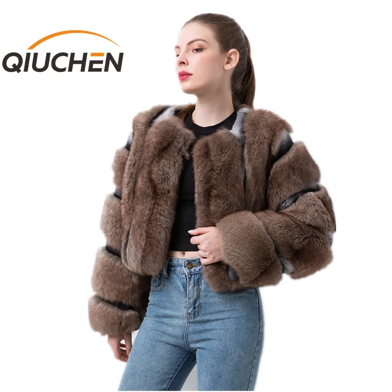 QIUCHEN PJ19115 2021 Новое Женское пальто Зимняя Роскошная меховая одежда шуба из