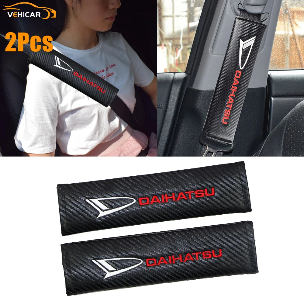 

VEHICAR 2PCS Daihatsu Carbon Fiber Car Seat Belt Cover Safety Belt Pads For Driver Vehicle Accessories Shoulder Care