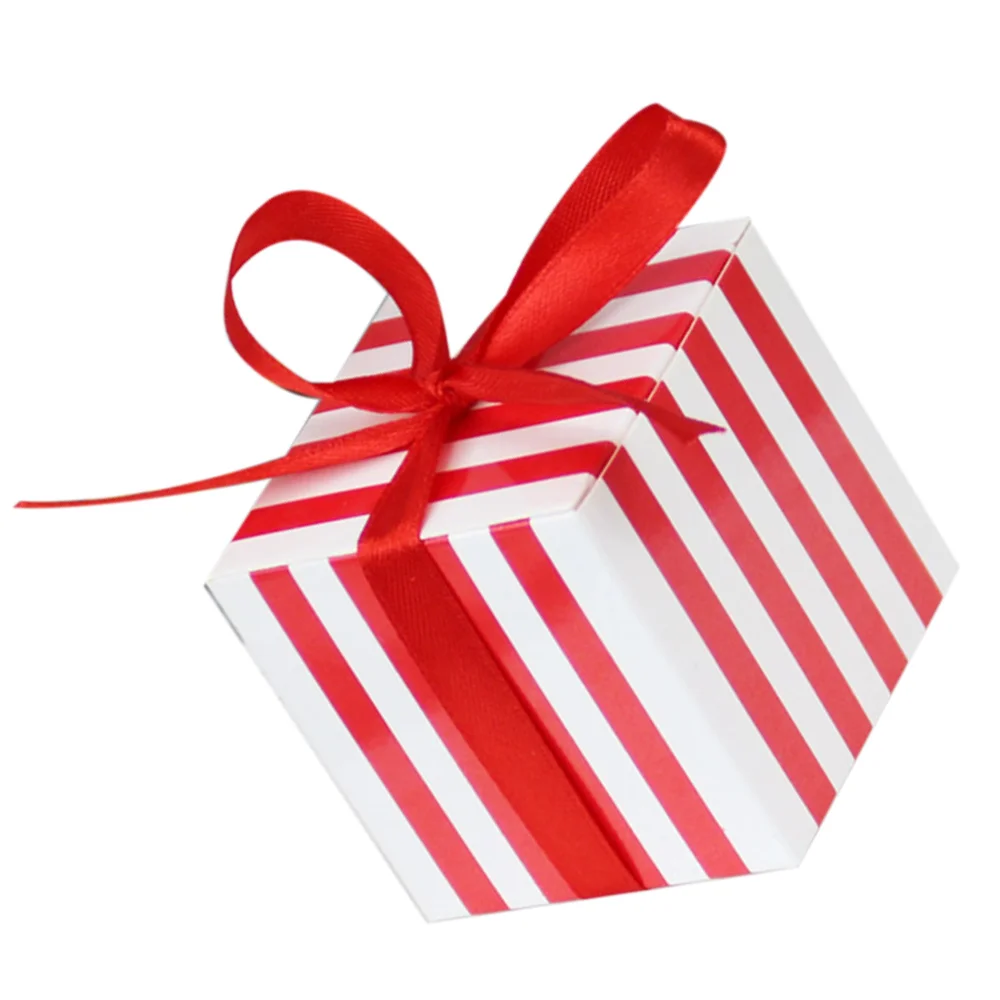 

50PCS Square Stripe Pattern Laser Cut Paper Candy Boxes Gift Bag Wedding Party Favors Striped Box Supplies