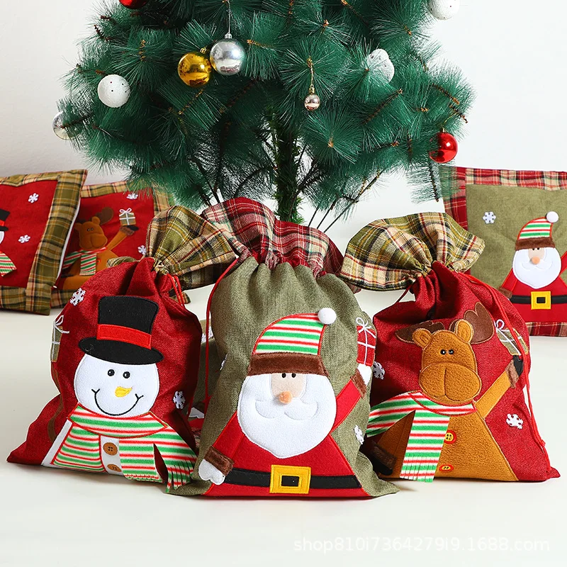 

Рождественские украшения для вечерние, имитация льна, вышивка, подарок для пожилых людей, снеговик, Лось