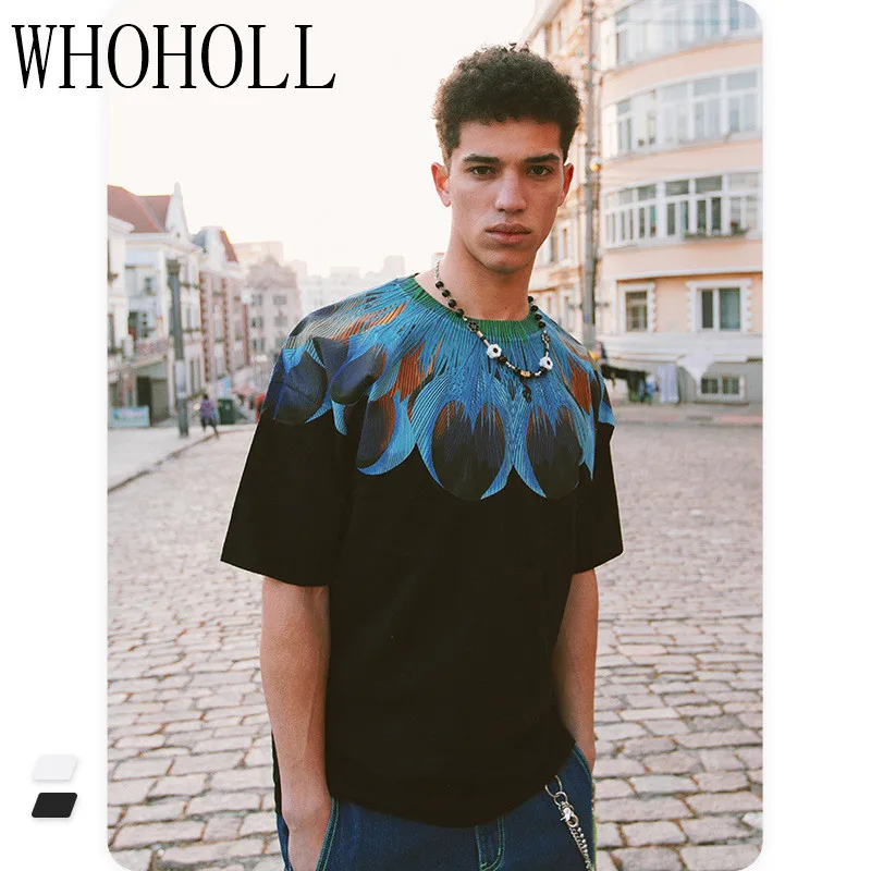 

T-shirts Men's Clothing Summer 2021 New Peacock Feather Print T-shirt Street Loose Men's Short Sleeve Tops