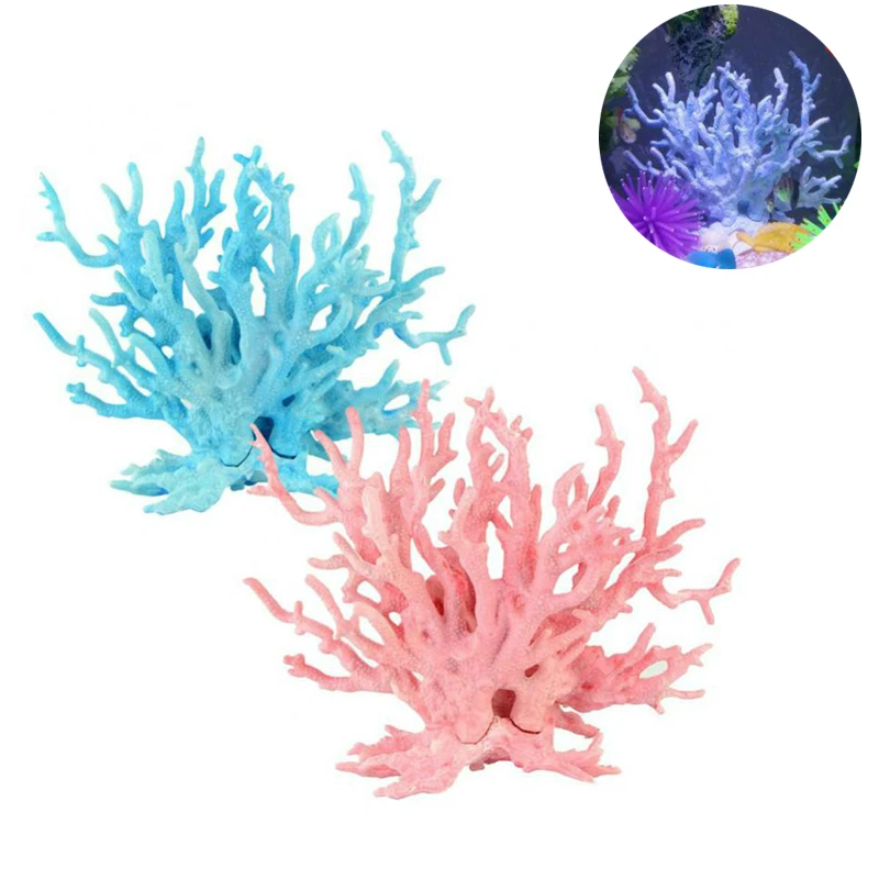2 Color Aquarium Artificial Coral Ornaments Fish Tank Plant Decoration Lanscaping Decor 14x17cm | Дом и сад