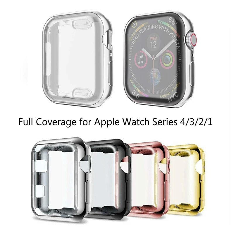 Чехол Fundas для Apple Watch Series 4 3 2 1 защита экрана 44 мм 42 40 38 м Мягкий бампер из ТПУ