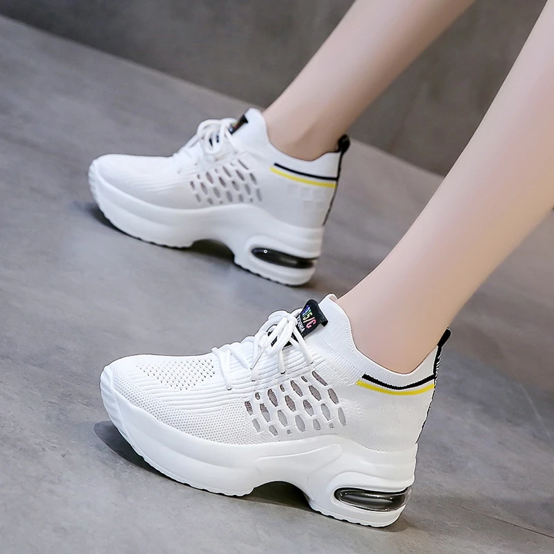 

Women White Sports Shoes Air Cushion Mesh Running Shoes Women Summer Outdoor Sport Shoes Chunky Black Women Platform Sneakers