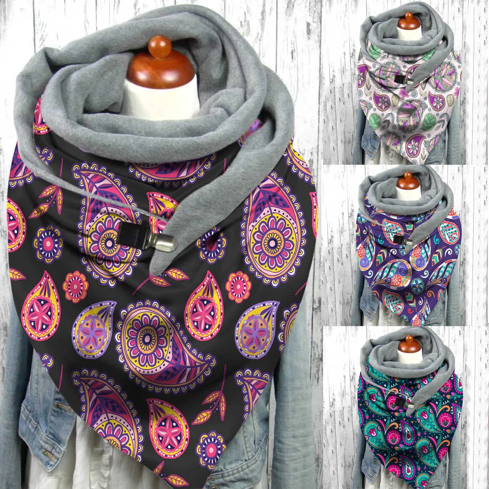 

ISHOWTIENDA Scarf Women Retro Female Windproof Scarf Double-layer Autumn Winter Scarves Shawls Echarpe Femme Fashion Shawl Wraps