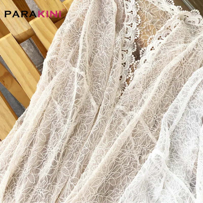 PARAKINI Сексуальная кружевная Пляжная накидка Парео Пляжная одежда купальный костюм накидка Плайя парео-туники для купальники пляжные женские пляжные платья
