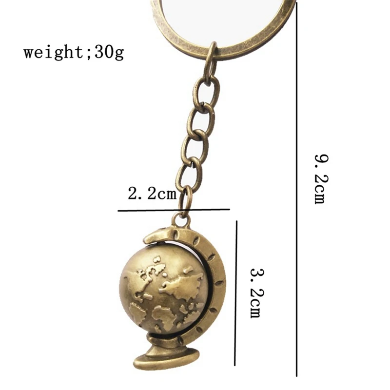 Вращающийся художественный брелок в стиле ретро с глобусом и картой мира мужской