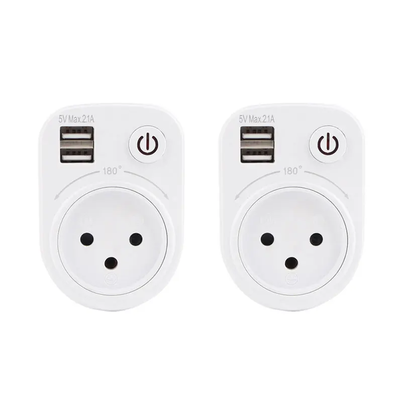2 pcs Израиль штекер розетка 16A Dual USB Порты и разъёмы 5V 2.1A стены Зарядное устройство Мощность DC адаптер питания AC DC электрическое гнездо переключателя Горячая 180 Вращение - Тип: 2 pcs