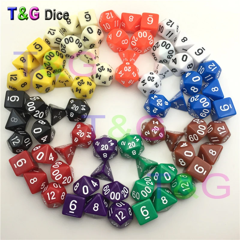 7 шт./компл. акриловые многогранные ТРП игры подземелья драконы непрозрачные D4-D20