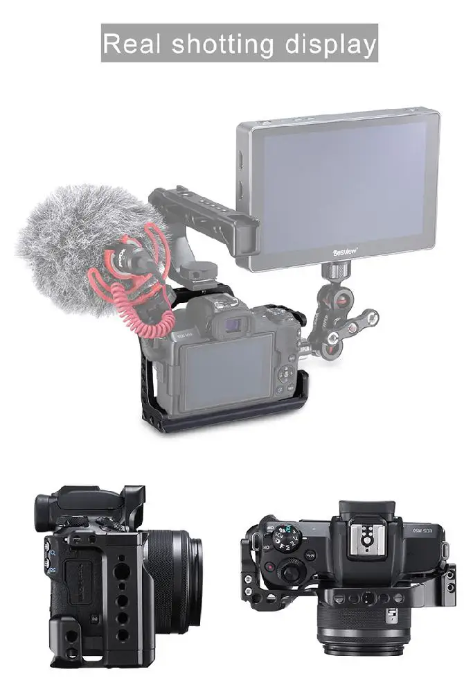 C-M50 UURig профессиональная DSLR камера клетка для Canon M50 M5 Arca быстросъемная клетка для EOS M50 Горячий башмак Arri отверстие 1/" 3/8" r60