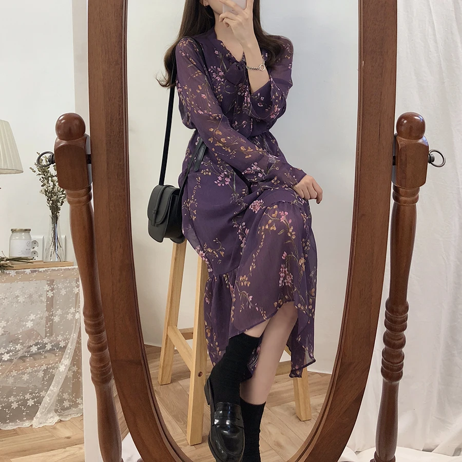 Женское винтажное платье макси праздничное милое в японском и корейском стиле с