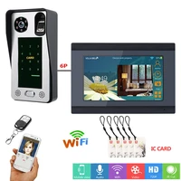 7 inch wired wifi fingerprint video door phone doorbell intercom system with ic card door access control kits