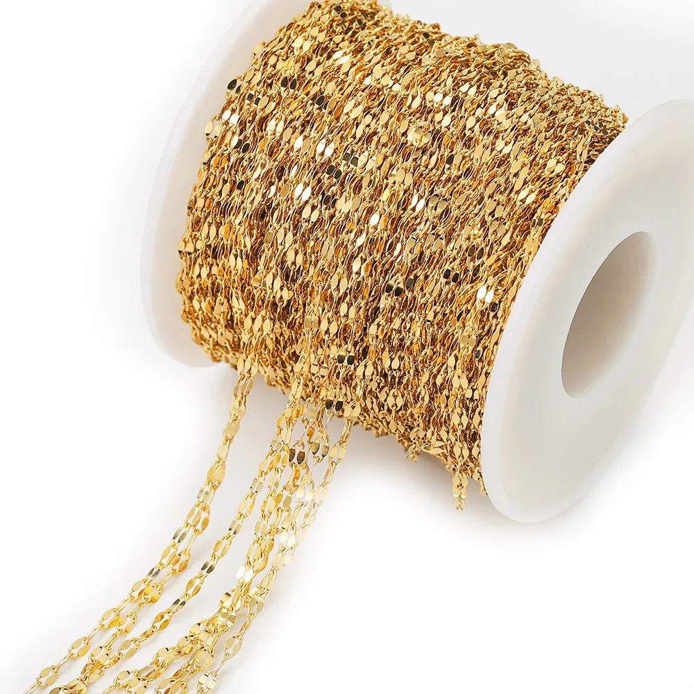 

2m Stainless Steel Flat Oval Lip-shape Link Chain for DIY Anklet Necklaces Bracelet Jewelry Making Findings Wholesale Lots Bulk