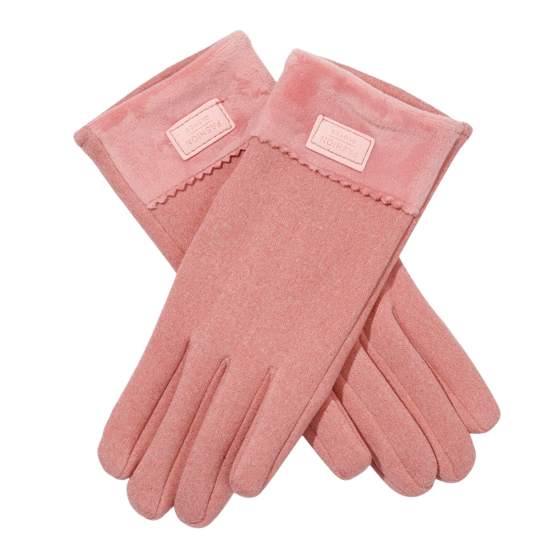 

New Winter Female Solid Color Warm Suede Mittens Inner Fleece Gloves Thick Plush Wrist Women Touch Screen Driving Gloves