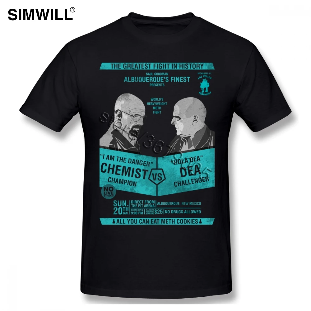 

Novelty Latest Tees Shirt Men Cotton Tshirt Heisenberg Chemist VS DEA Tee Short Sleeves Round Neck Breaking Bad Graphic T Shirt