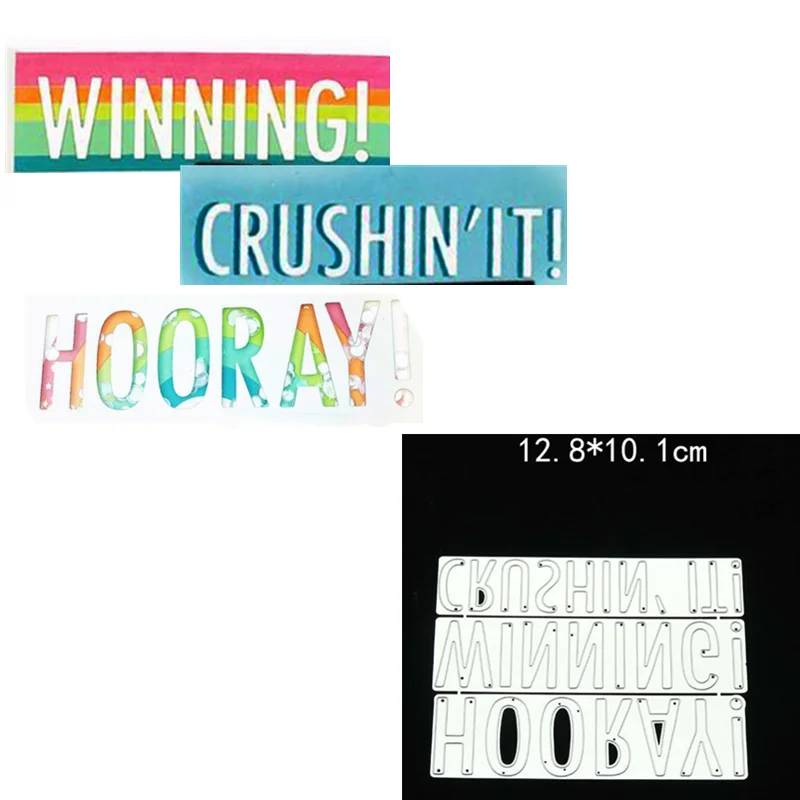 

ZENRA Winning Hooray Crushin'it Steel Metal Cutting Die Stencils Knife Mould For DIY Paper Card Making Decorative Scrapbook