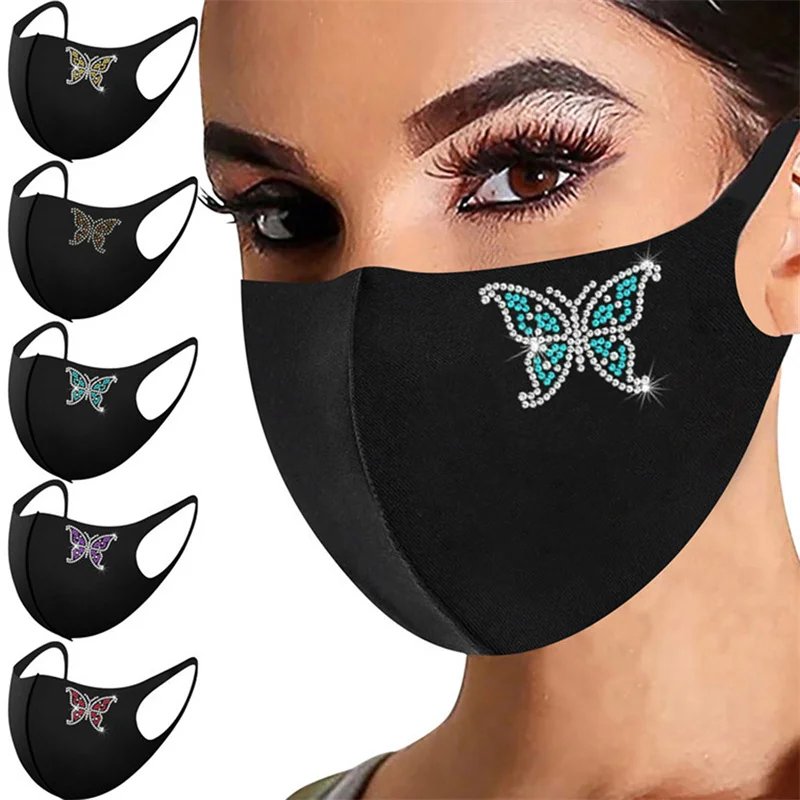 

Women Men Butterfly Pattern Black Mask Reusable Seamless Windproof Breathable Face Shield Outdoor Foggy Haze Safe