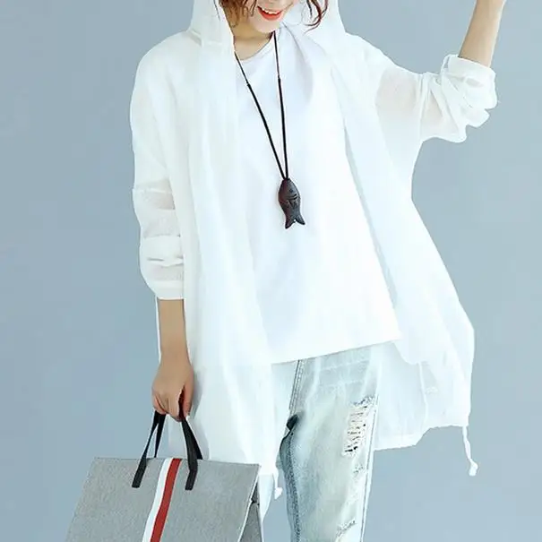 Женский однобортный Кардиган с капюшоном свободный однотонный длинным рукавом