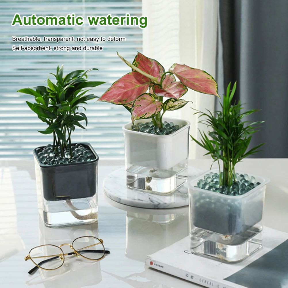 

Self-Watering Creative Visual Plant Pot Automatic Water Absorption Hydroponic Pot Transparent Nursery Office Plants Flower Pot