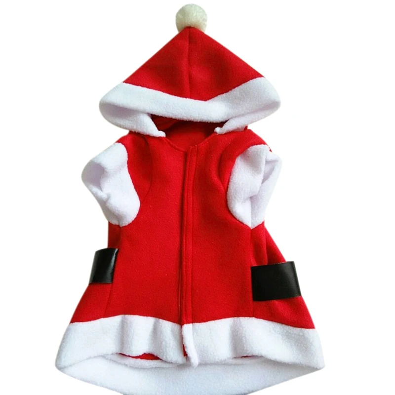 Santa Новогодний для домашних собак одежда зимняя с капюшоном пальто пуховик