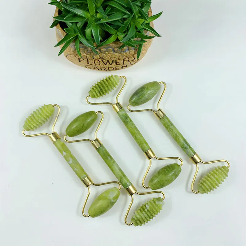 Нефритовый камень массажный ролик для лица шеи натуральный массажер зеленый