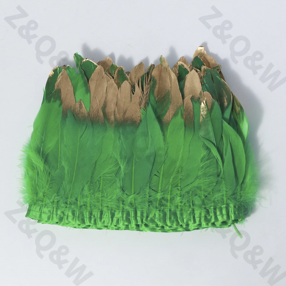 

grass green goose feather spray gold head made of 2 meters cloth edge DIY shopping festival costume costume skirt decoration