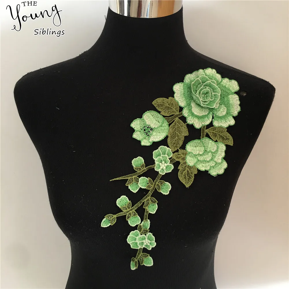 Новый стиль зеленые пионы вышивка Цветочный вырез ткань сделай сам кружевной