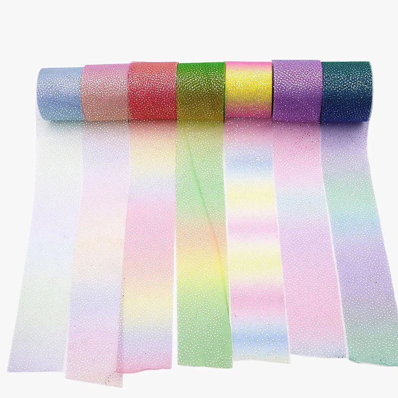 25 ярдов 6 см серебряные в точку тюль мягкая Переливающаяся сетка лента сделай сам