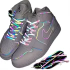 СветоотражаПредупреждение шнурки отражающие для взрослых, со светоотражающим лазером и сменой цвета, длина 120 см