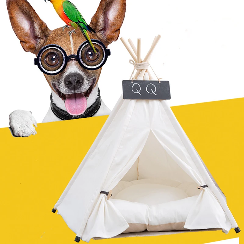 

Pure White Pet Tent Cat Nest Mats Dog Bed Foldable Canvas Tent Soft Comfortable And Breathable Dogs House Pets Sleeping Supplies
